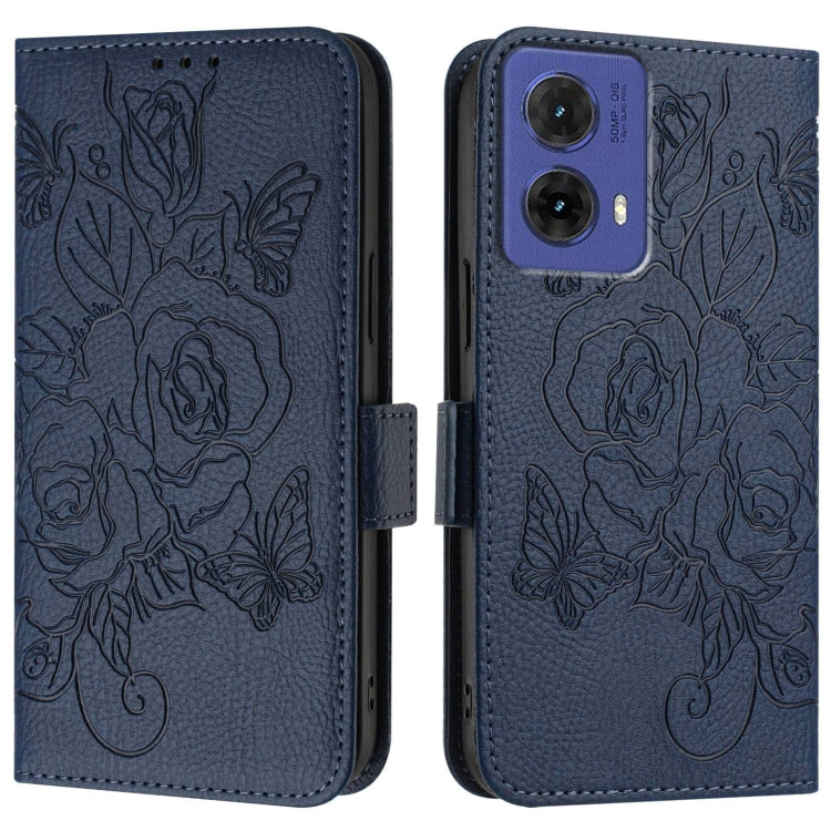 For Motorola Moto G85 5G Embossed Rose RFID Anti-theft Leather Phone Case