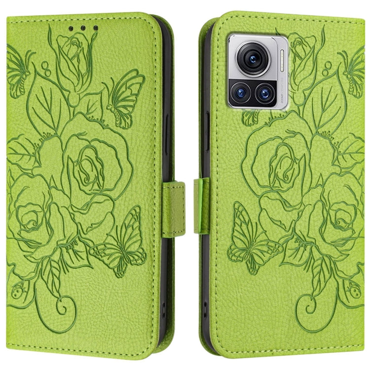 For Motorola Moto X30 Pro 5G / Edge 30 Ultra Embossed Rose RFID Anti-theft Leather Phone Case