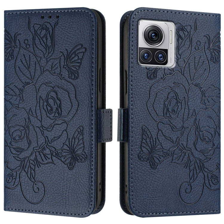 For Motorola Moto X30 Pro 5G / Edge 30 Ultra Embossed Rose RFID Anti-theft Leather Phone Case