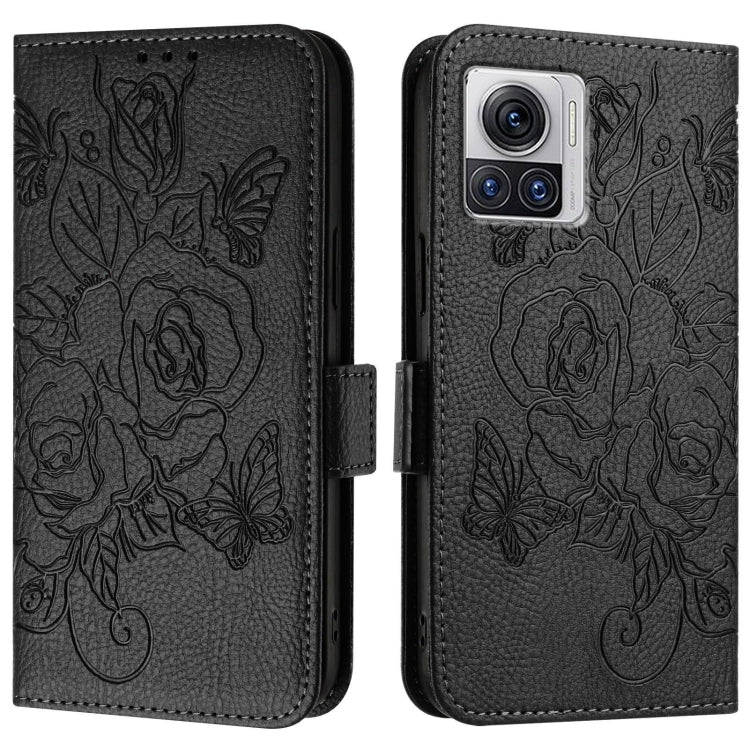 For Motorola Moto X30 Pro 5G / Edge 30 Ultra Embossed Rose RFID Anti-theft Leather Phone Case