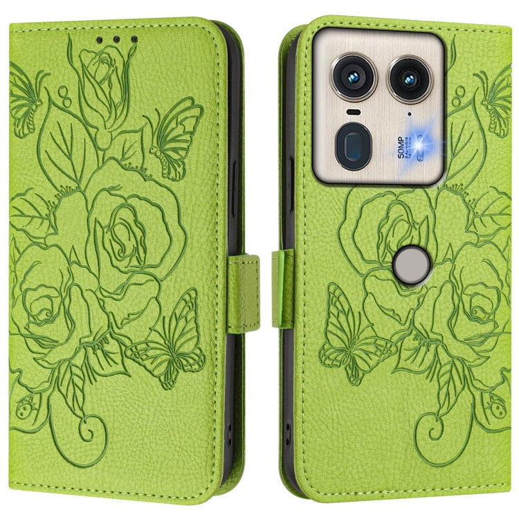 For Motorola Edge 50 5G Global Embossed Rose RFID Anti-theft Leather Phone Case
