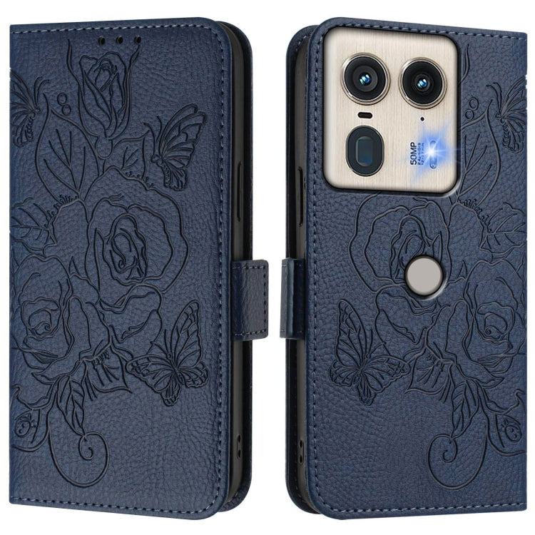 For Motorola Edge 50 5G Global Embossed Rose RFID Anti-theft Leather Phone Case