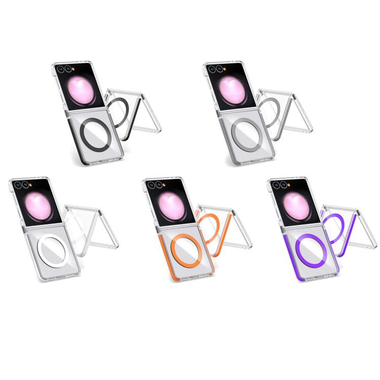 For Samsung Galaxy Z Flip7 5G Dual-Color Clear Acrylic Hybrid TPU MagSafe Phone Case