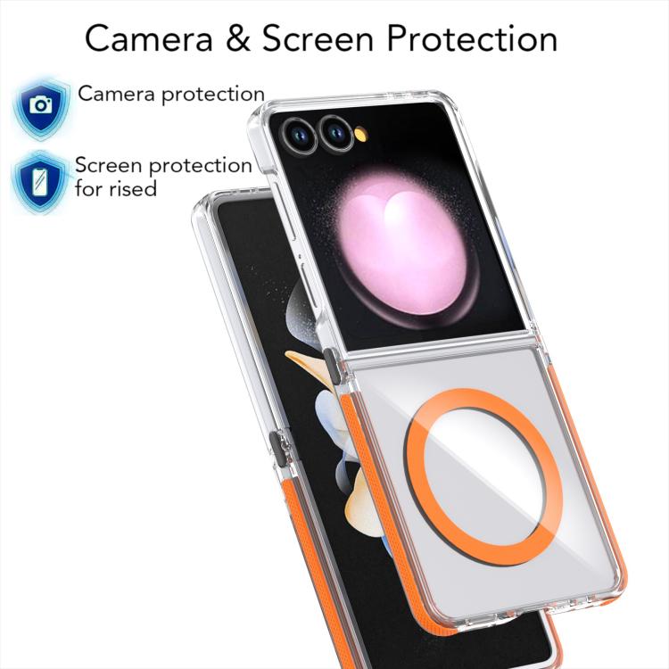 For Samsung Galaxy Z Flip7 5G Dual-Color Clear Acrylic Hybrid TPU MagSafe Phone Case