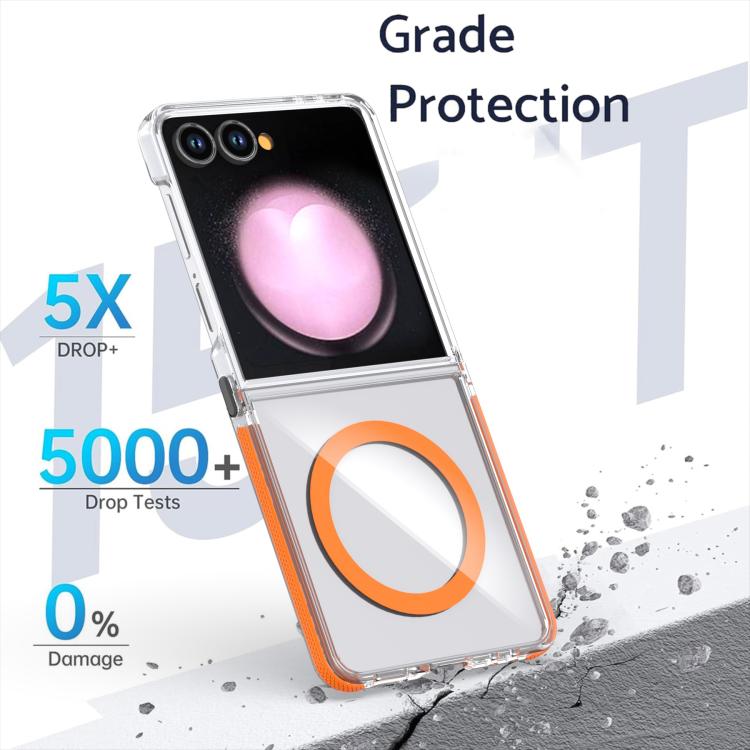 For Samsung Galaxy Z Flip7 5G Dual-Color Clear Acrylic Hybrid TPU MagSafe Phone Case
