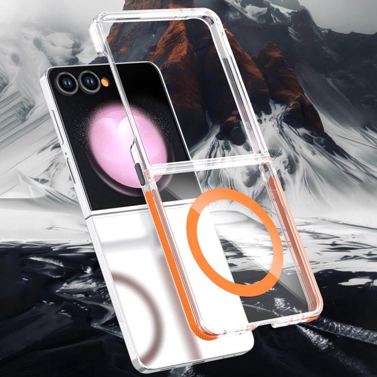 For Samsung Galaxy Z Flip7 5G Dual-Color Clear Acrylic Hybrid TPU MagSafe Phone Case