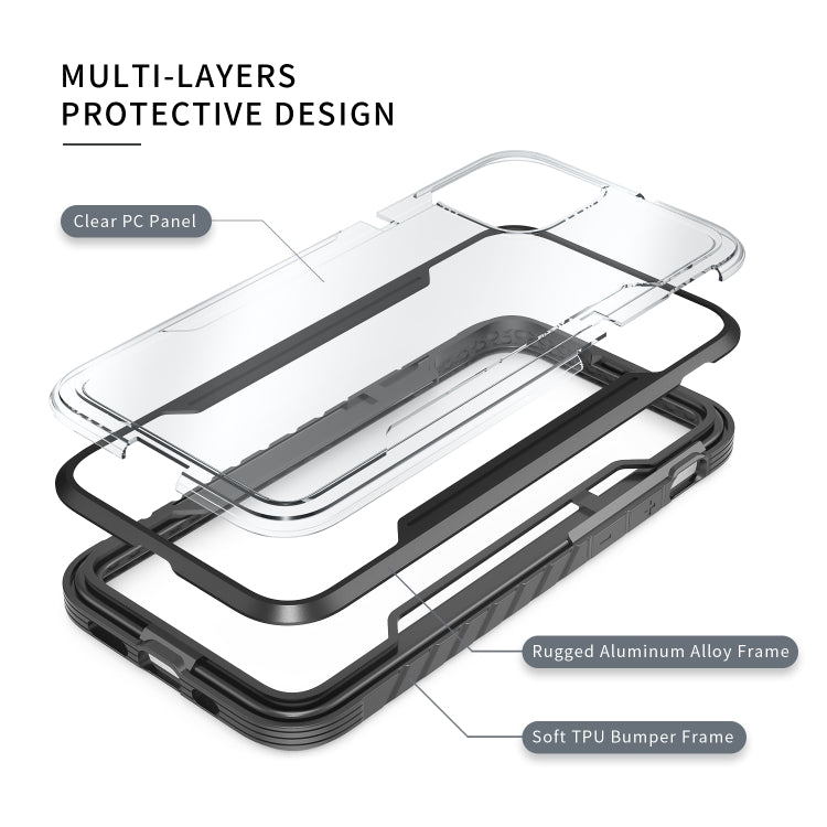 For iPhone 12 mini Armor Metal Clear PC + TPU Shockproof Case