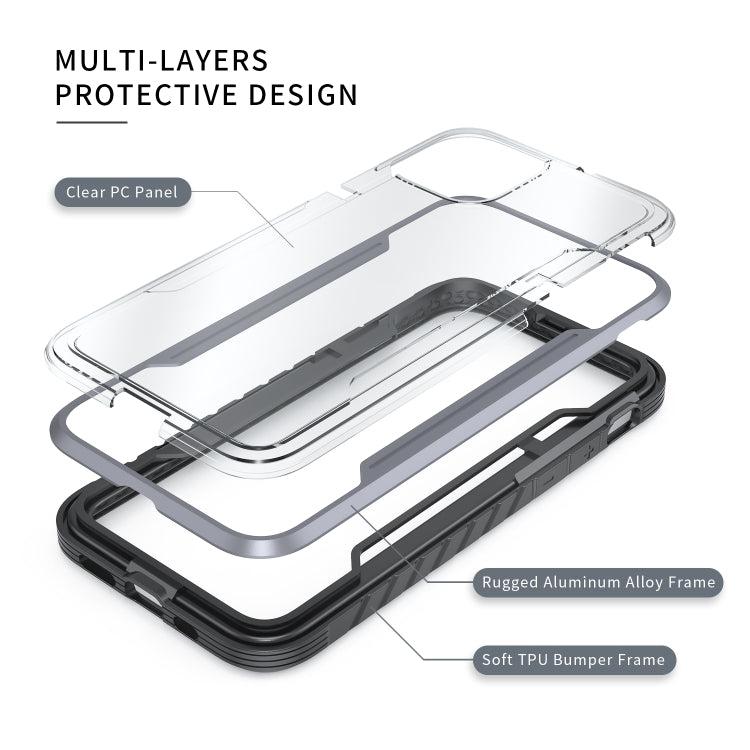For iPhone 12 Pro Max Armor Metal Clear PC + TPU Shockproof Case