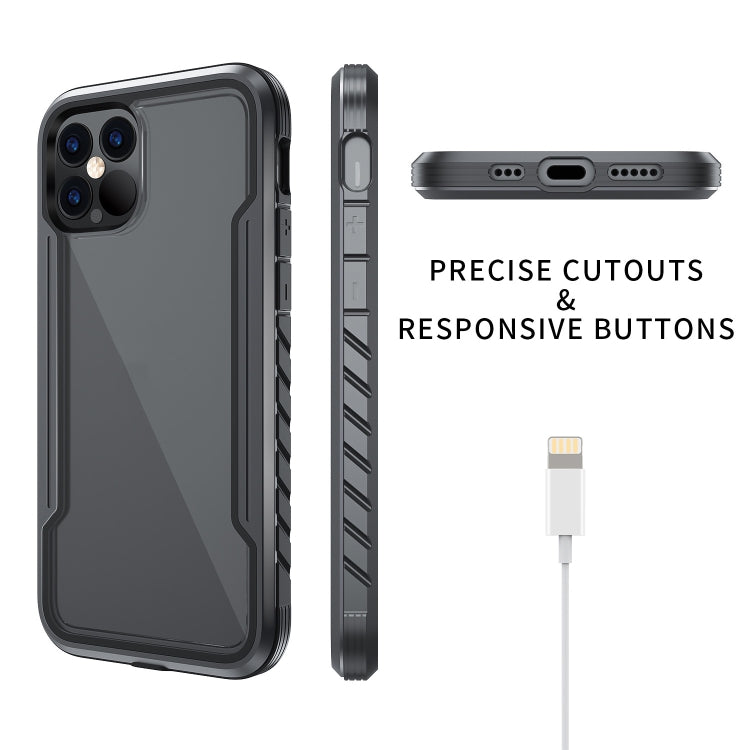 For iPhone 12 Pro Max Armor Metal Clear PC + TPU Shockproof Case
