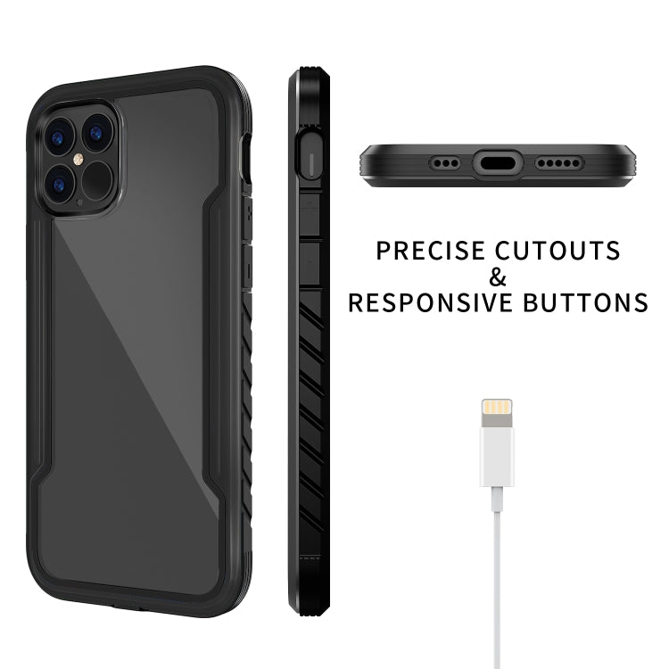 For iPhone 12 Pro Max Armor Metal Clear PC + TPU Shockproof Case