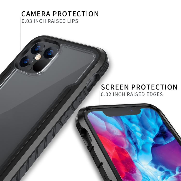 For iPhone 12 Pro Max Armor Metal Clear PC + TPU Shockproof Case