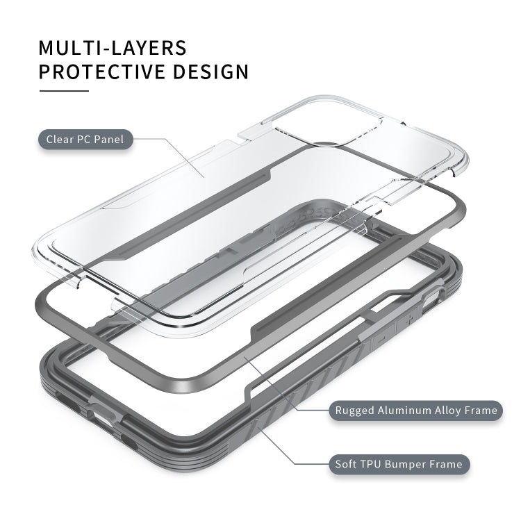 For iPhone 12 Pro Max Armor Metal Clear PC + TPU Shockproof Case