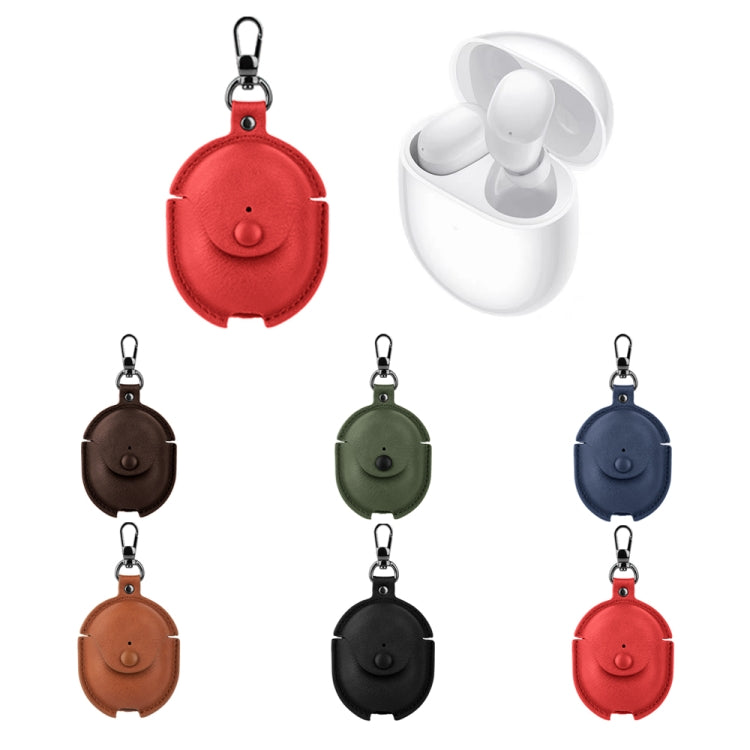 For Redmi Buds 4 Business Leather Earphone Protective Case with Hook