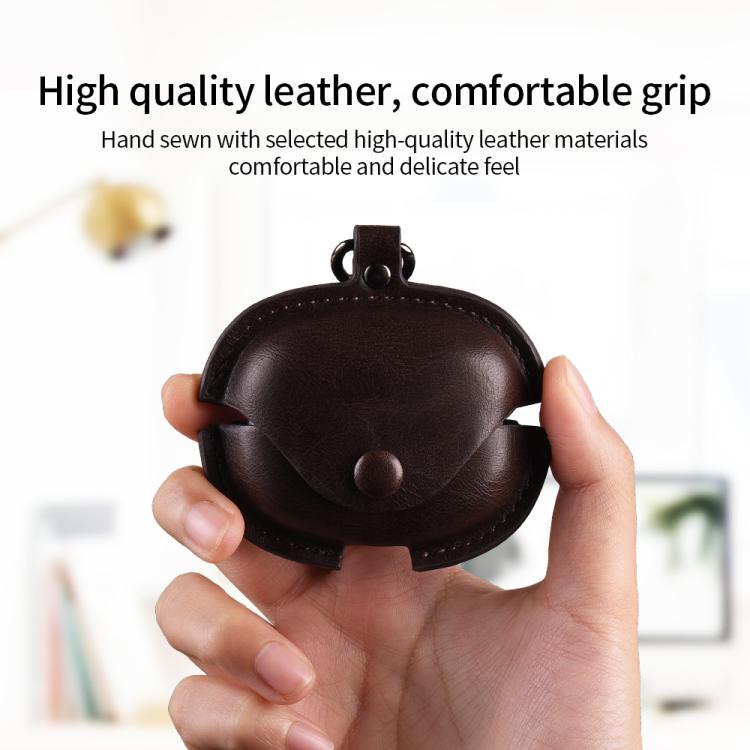 For Redmi Buds 6 Pro / 8 Pro Business Leather Earphone Protective Case with Hook