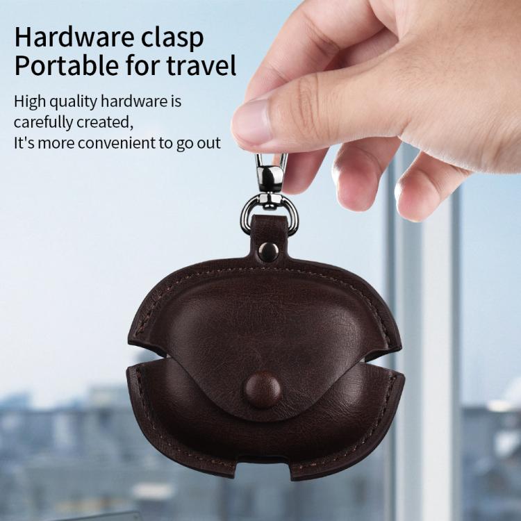 For Redmi Buds 6 Pro / 8 Pro Business Leather Earphone Protective Case with Hook