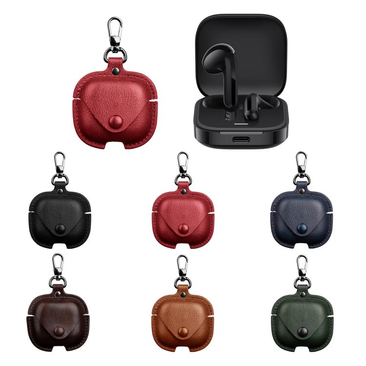 For Redmi Buds 6 Active Edition Business Leather Earphone Protective Case with Hook