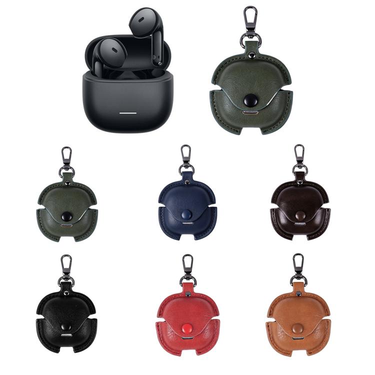 For Redmi Buds 8 Active Business Leather Earphone Protective Case with Hook
