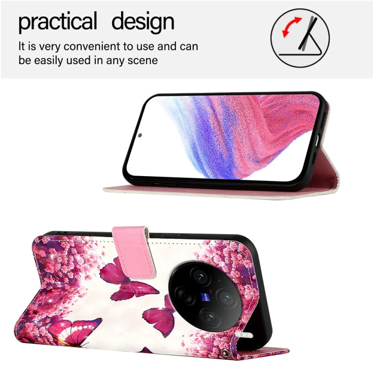 For vivo X100 3D Painting Horizontal Flip Leather Phone Case