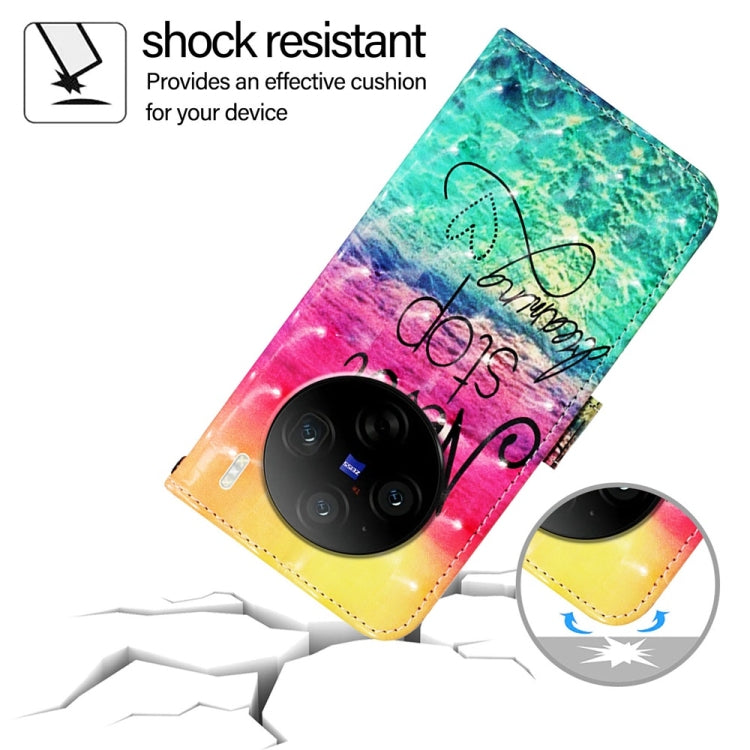 For vivo X100 3D Painting Horizontal Flip Leather Phone Case