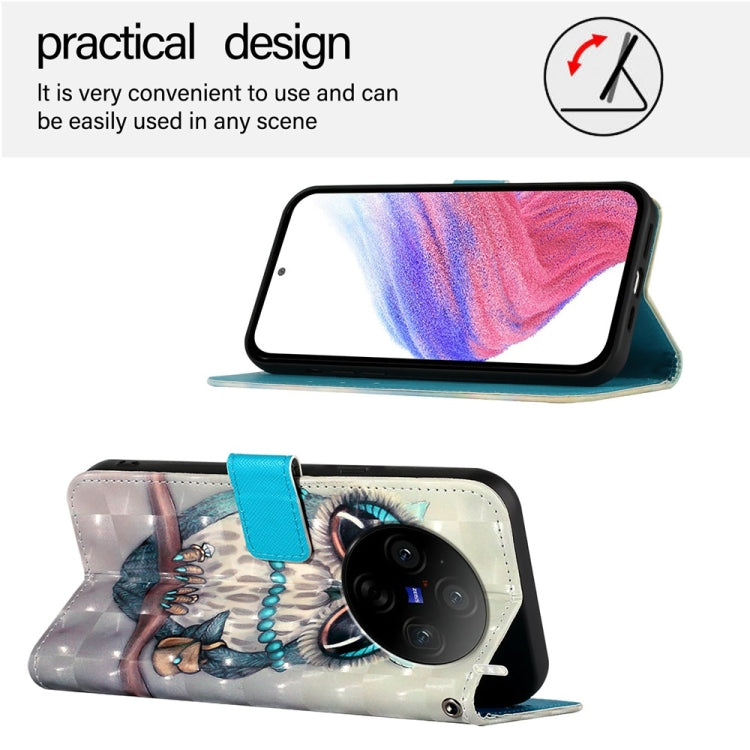 For vivo X100 3D Painting Horizontal Flip Leather Phone Case