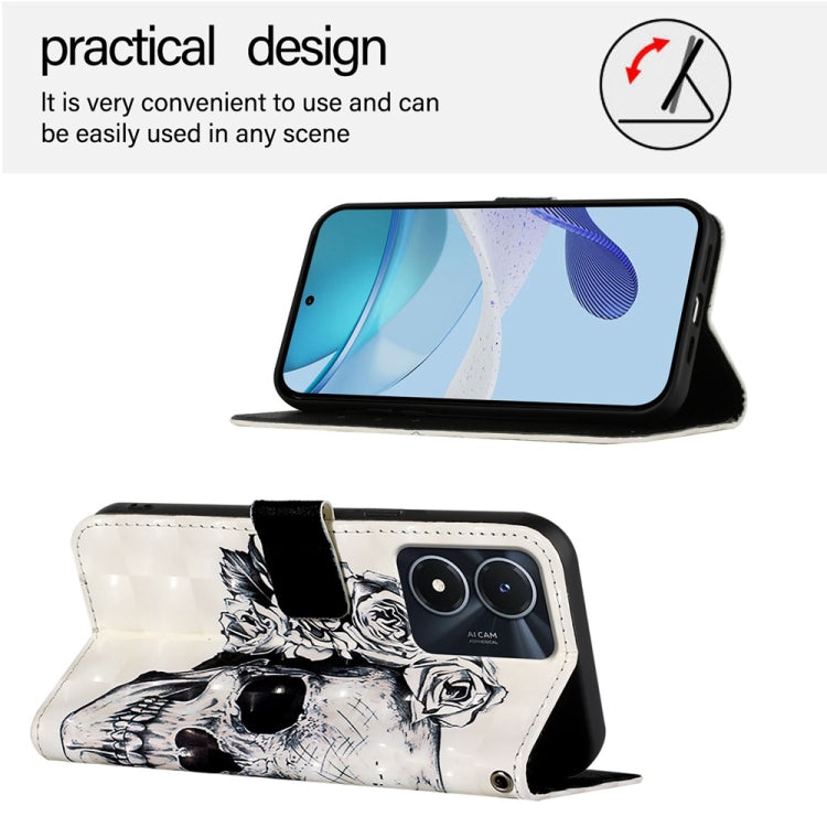 For vivo Y02s / Y16 / Y35 5G 3D Painting Horizontal Flip Leather Phone Case