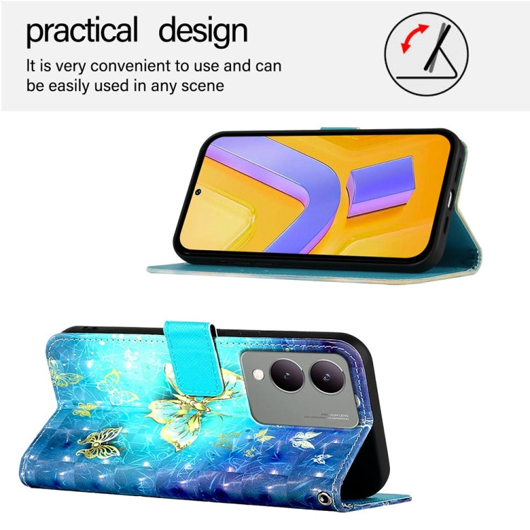 For vivo Y17s 4G Global / 5G India 3D Painting Horizontal Flip Leather Phone Case