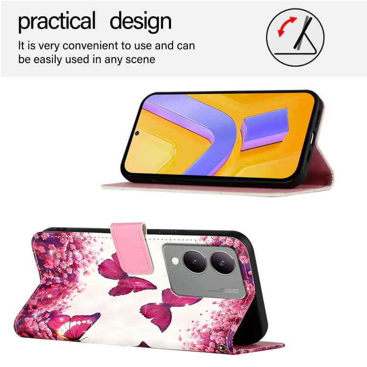 For vivo Y17s 4G Global / 5G India 3D Painting Horizontal Flip Leather Phone Case
