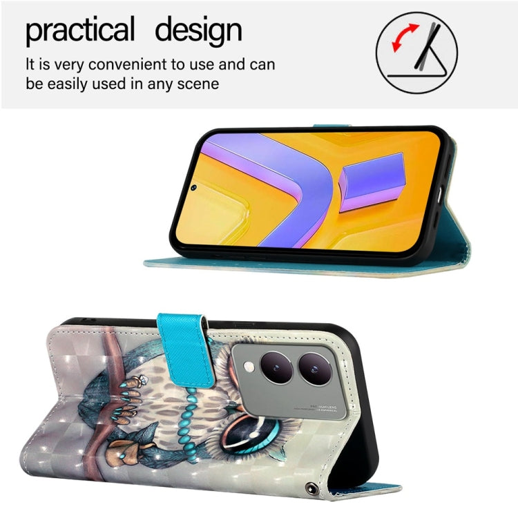 For vivo Y17s 4G Global / 5G India 3D Painting Horizontal Flip Leather Phone Case