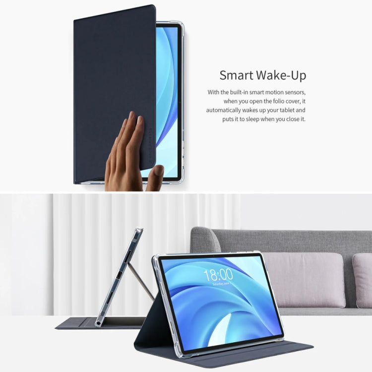For Teclast T50 HD / T50 Max Anti-slip Texture Smart Tablet Leather Folio Case - Dark Blue