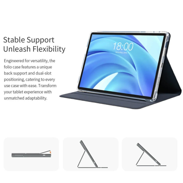 For Teclast T50 HD / T50 Max Anti-slip Texture Smart Tablet Leather Folio Case - Dark Blue