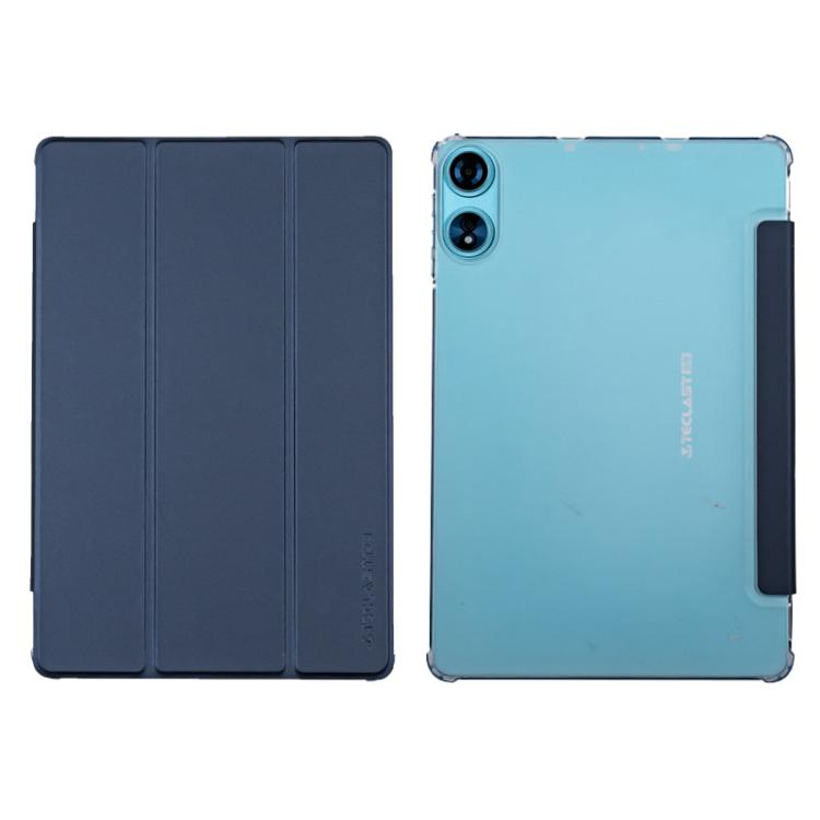 For Teclast P50AI  Anti-slip Texture Smart Tablet Leather Folio Case - Dark Blue