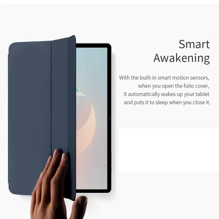 For Teclast P50AI  Anti-slip Texture Smart Tablet Leather Folio Case - Dark Blue