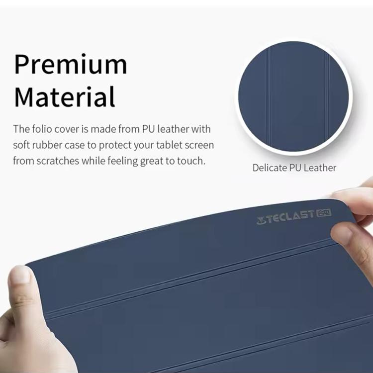 For Teclast P50AI  Anti-slip Texture Smart Tablet Leather Folio Case - Dark Blue