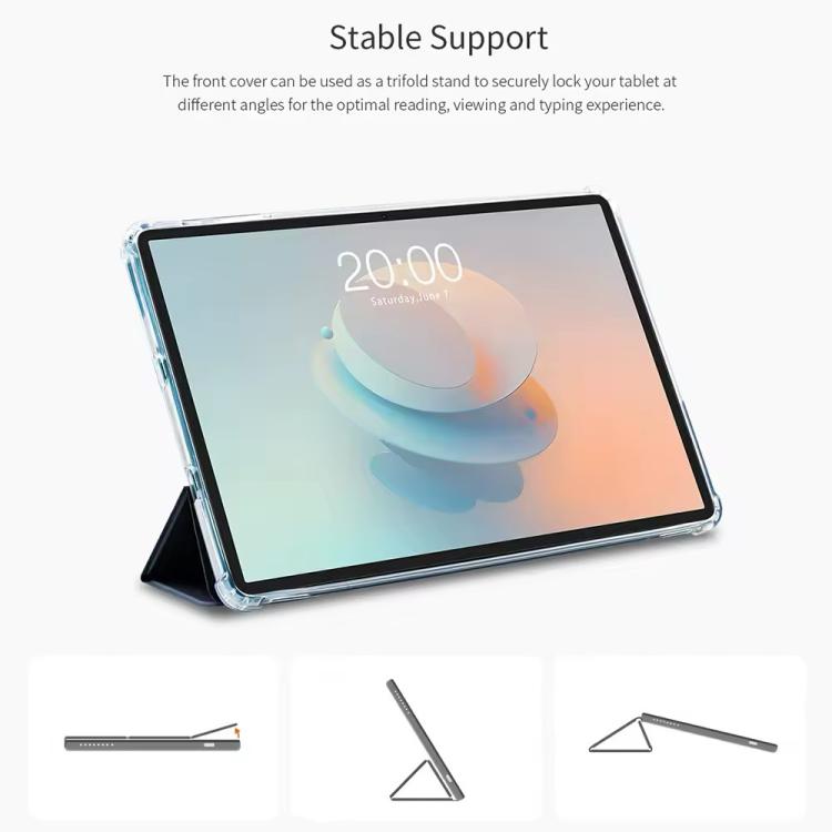 For Teclast P50AI  Anti-slip Texture Smart Tablet Leather Folio Case - Dark Blue