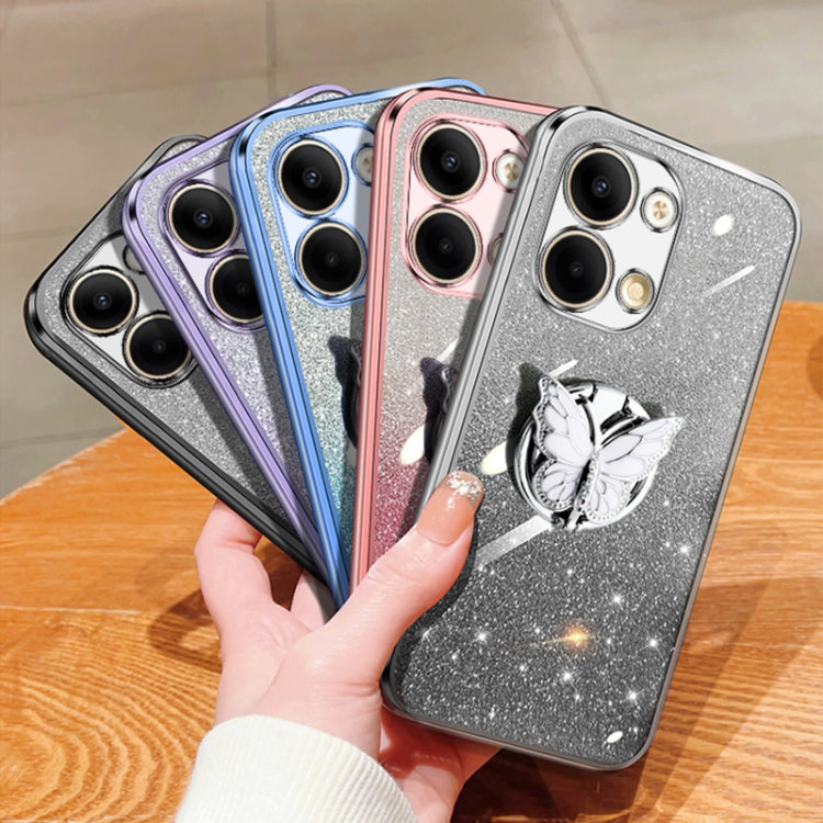 For OPPO Reno9 Plated Gradient Glitter Butterfly Holder TPU Phone Case