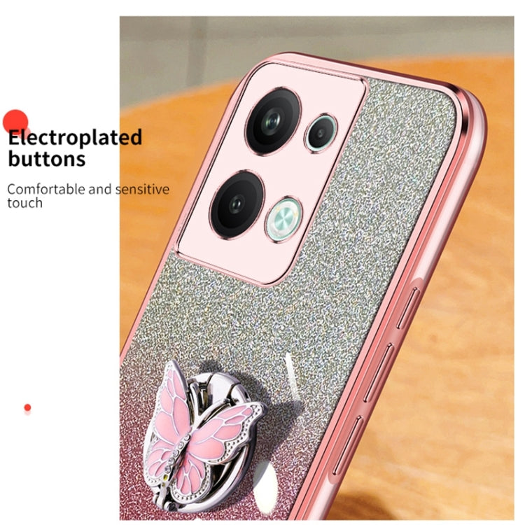 For OPPO Reno9 Pro+ Plated Gradient Glitter Butterfly Holder TPU Phone Case