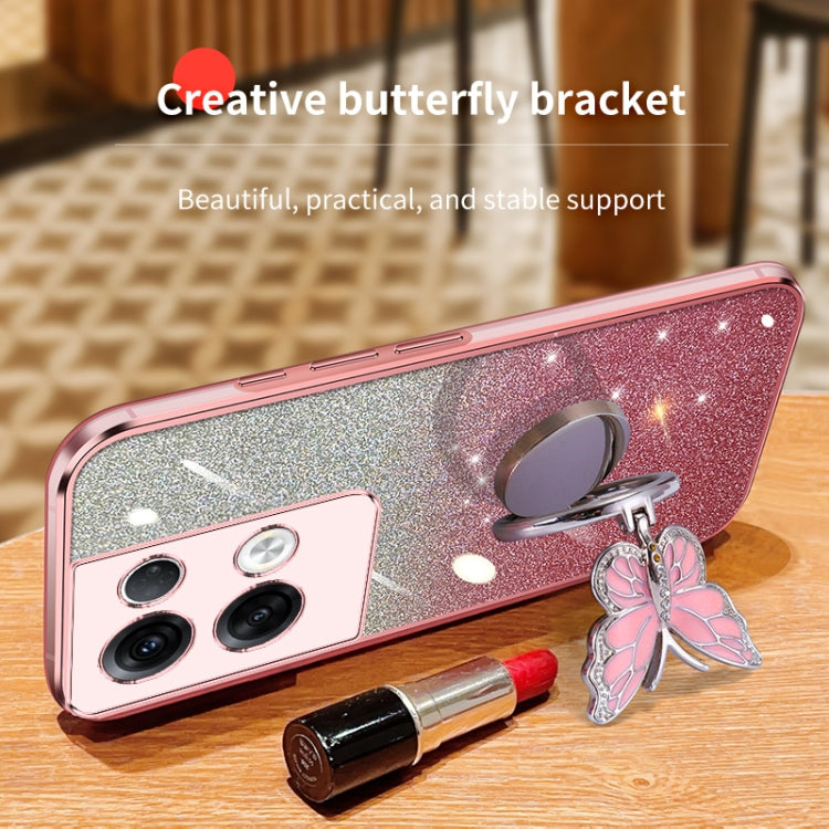 For OPPO Reno8 Pro+ Plated Gradient Glitter Butterfly Holder TPU Phone Case