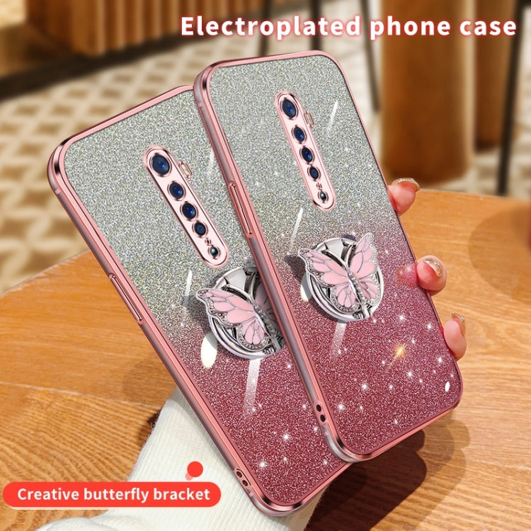 For OPPO Reno2 Plated Gradient Glitter Butterfly Holder TPU Phone Case
