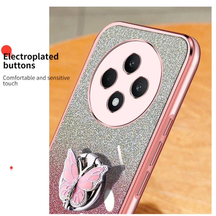 For OPPO Reno12 F Plated Gradient Glitter Butterfly Holder TPU Phone Case