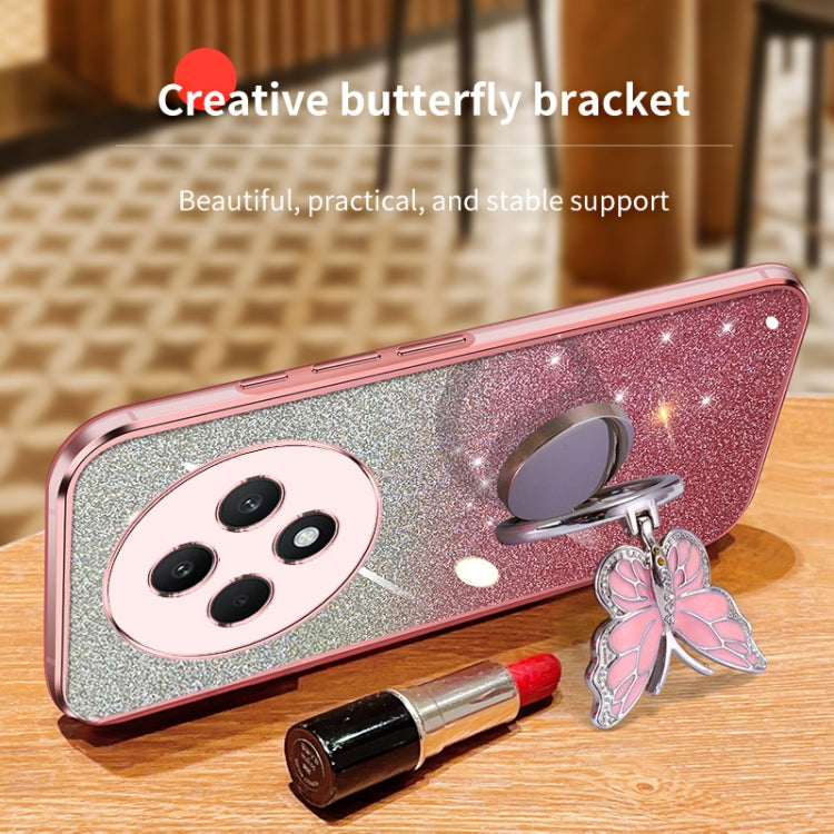 For OPPO Reno12 F Plated Gradient Glitter Butterfly Holder TPU Phone Case