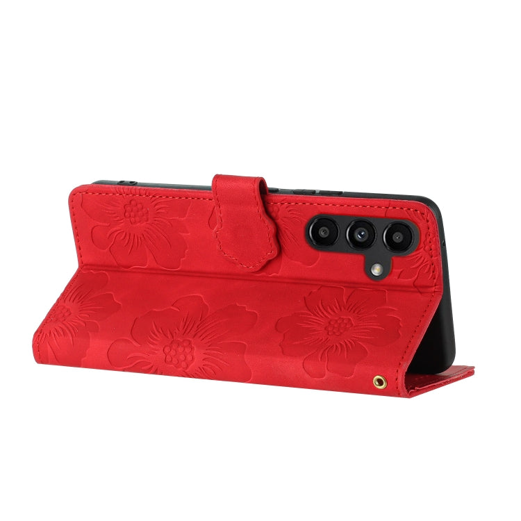 For Samsung Galaxy S24 FE 5G Flower Embossing Pattern Leather Phone Case