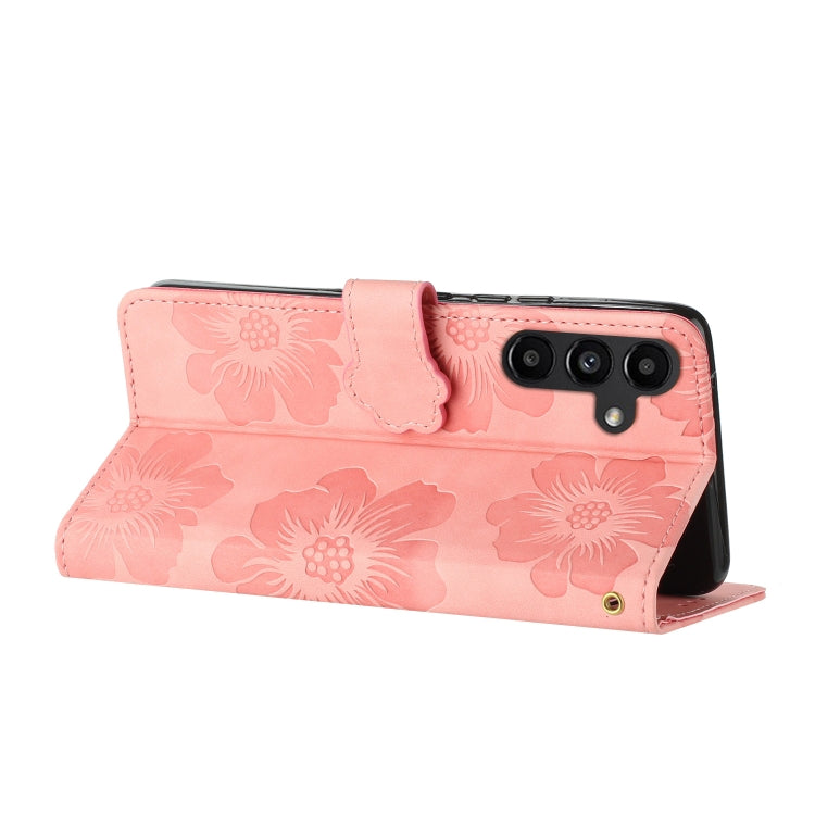 For Samsung Galaxy S25 5G Flower Embossing Pattern Leather Phone Case