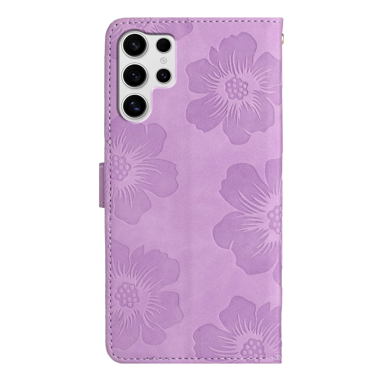 For Samsung Galaxy S25 Ultra 5G Flower Embossing Pattern Leather Phone Case