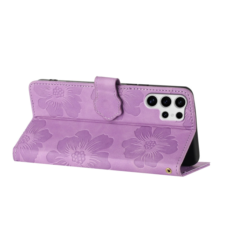 For Samsung Galaxy S25 Ultra 5G Flower Embossing Pattern Leather Phone Case
