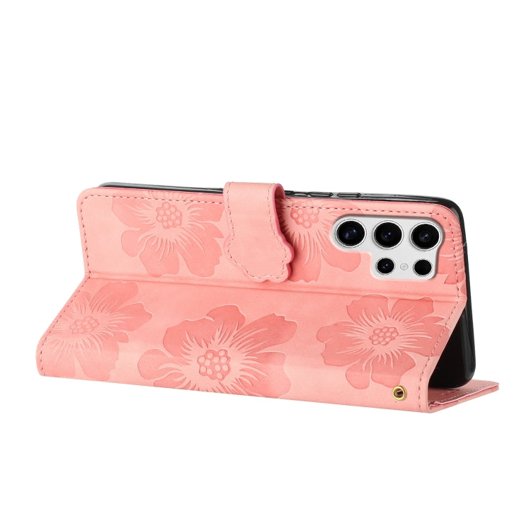 For Samsung Galaxy S25 Ultra 5G Flower Embossing Pattern Leather Phone Case