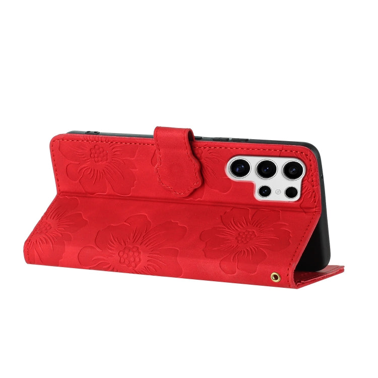 For Samsung Galaxy S25 Ultra 5G Flower Embossing Pattern Leather Phone Case
