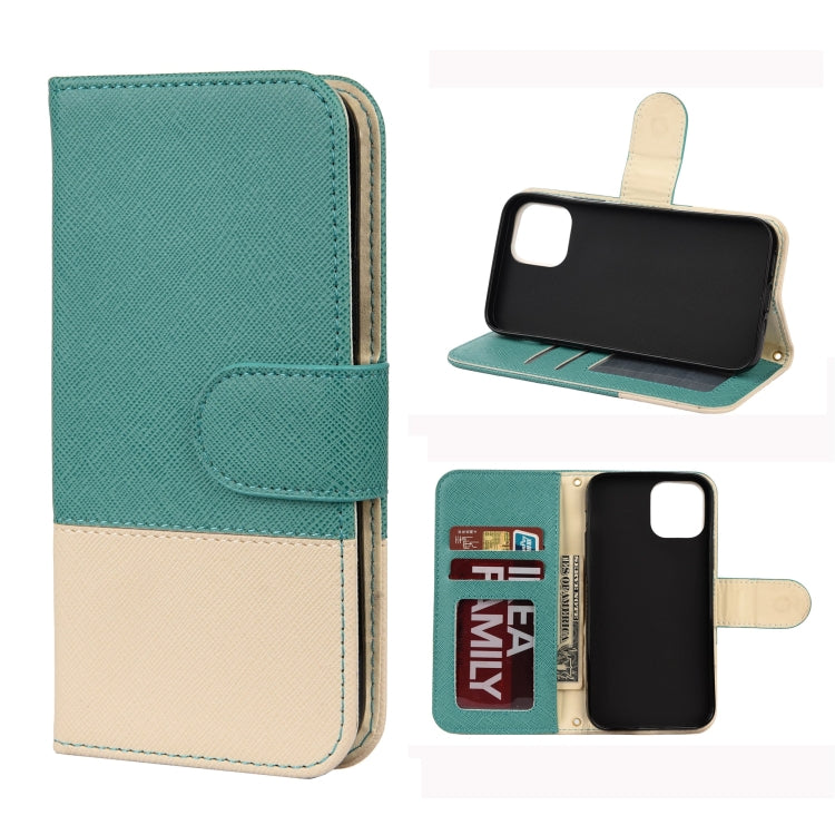 For iPhone 12 mini Splicing Color Horizontal Flip Leather Case with Holder & Photo Frame & Card Slots & Wallet