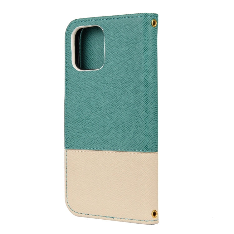 For iPhone 12 mini Splicing Color Horizontal Flip Leather Case with Holder & Photo Frame & Card Slots & Wallet