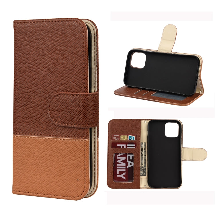 For iPhone 12 mini Splicing Color Horizontal Flip Leather Case with Holder & Photo Frame & Card Slots & Wallet