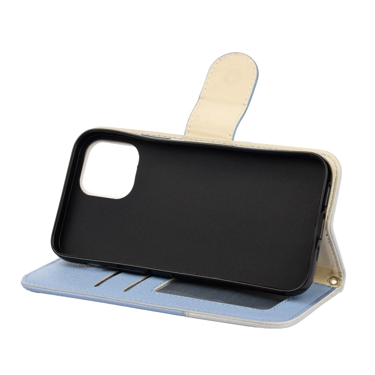 For iPhone 12 mini Splicing Color Horizontal Flip Leather Case with Holder & Photo Frame & Card Slots & Wallet